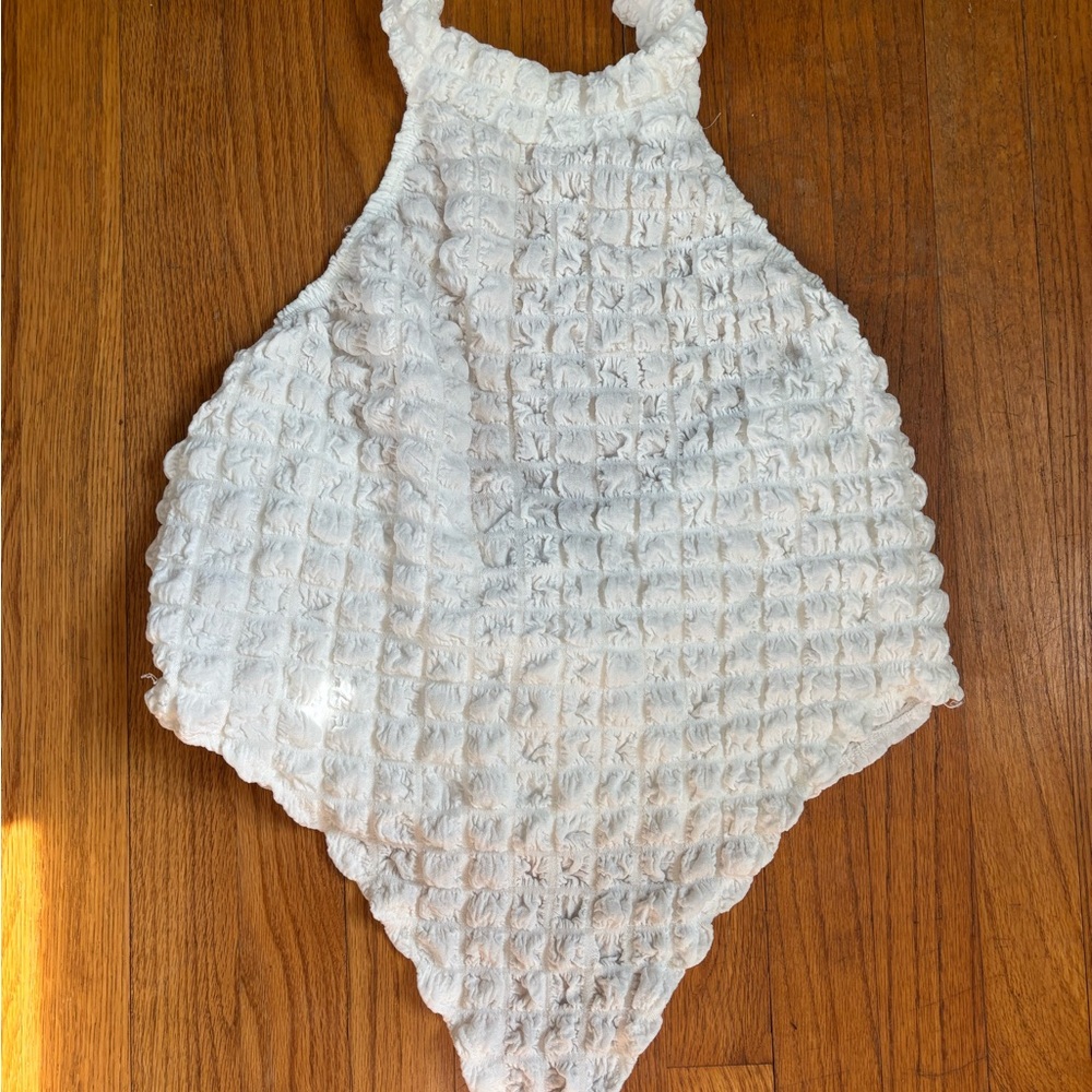 Rainbow White Bubble Halter Top